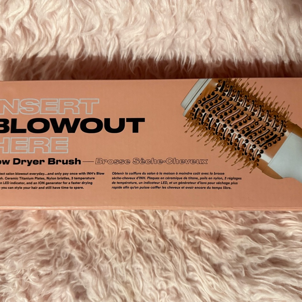 Inset name here Gold and White Blow Dryer Brush